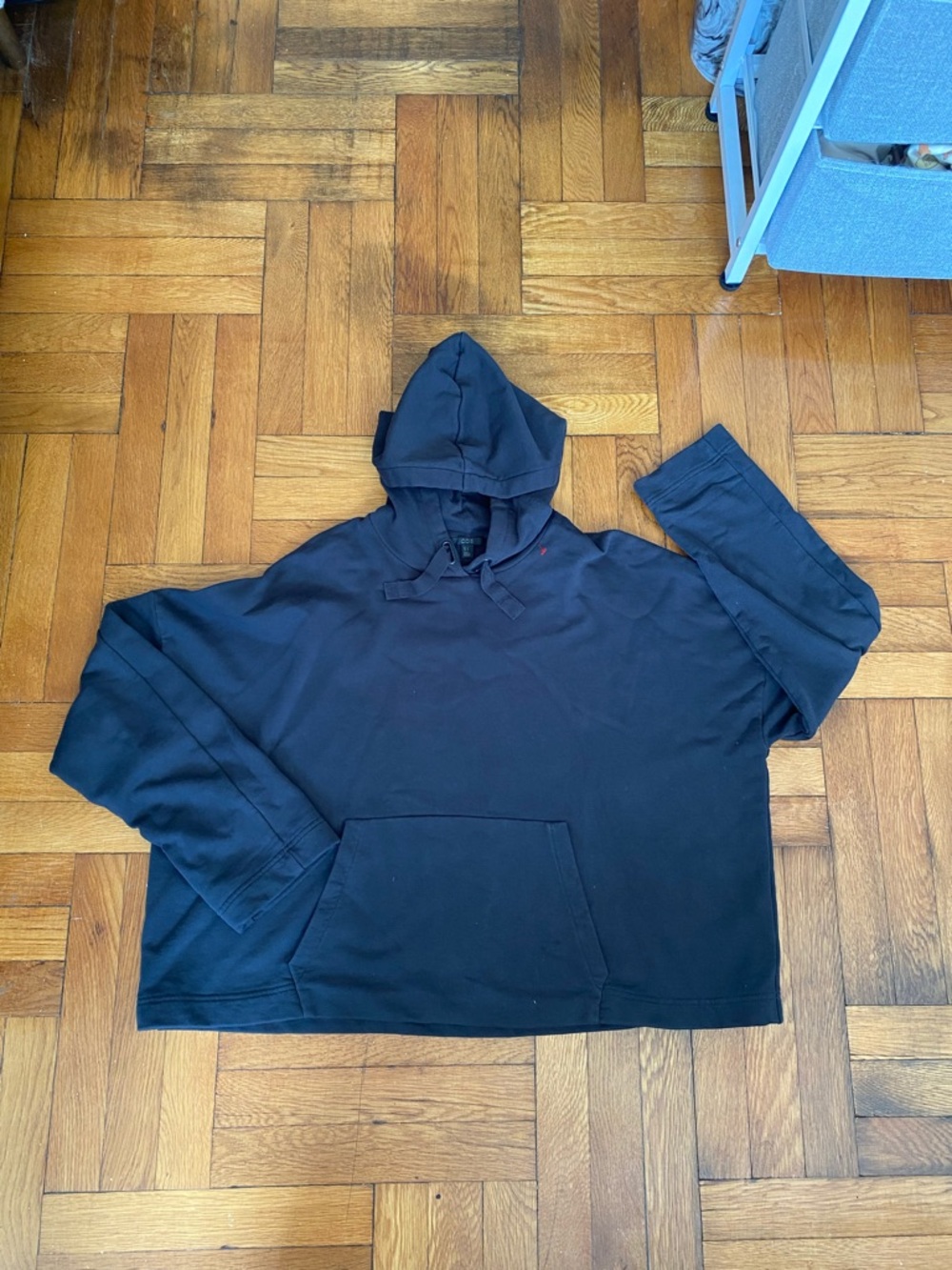 COS Oversized Black Hoodie Minimalist Pullover Size L